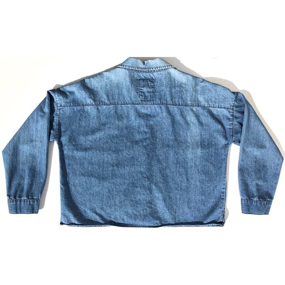 anthropologie  mo:vint  button up denim shirt size Medium M 100% cotton AS IS - Picture 9 of 16